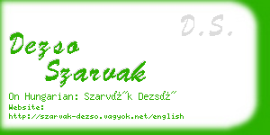 dezso szarvak business card